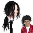 Punk Rock Wig for Kids 70s 80s Costume Long Hair Halloween Michael Costume Stuff Accessories