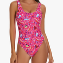 MIAIULIA Women's Retro 80s/90s Inspired High Cut Low Back Padding One Piece Swimwear Bathing Suits, Size:Small