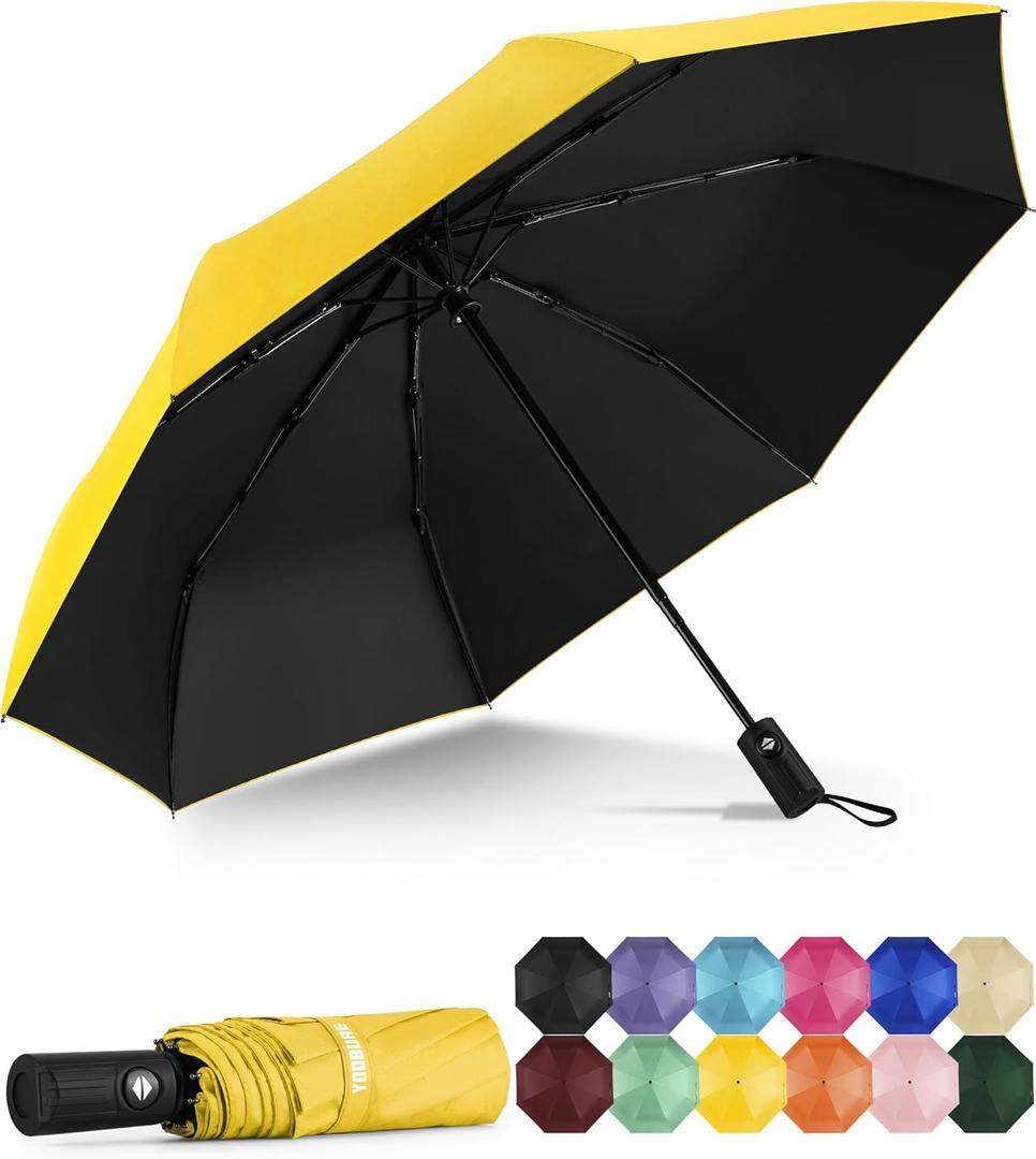 Yoobure Windproof Travel Umbrella, Automatic Umbrellas for Rain - Compact Folding Umbrella with UV Protection, Lightweight Portable Design for Backpack/Walking/Car, Sun & Storm Ready