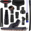 12Pcs Universal Vacuum Attachment Professional Shop Vac Accessories Wet Dry Vacuum Hose Adapter with Hair Brush Extension Wand Flexible Crevice Tool fit 2 1/2" to 1 1/4" and 1 7/8" to 1" Vacuum Hose