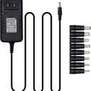 EIKS Universal AC/DC 8.4V 2A Power Adapter Wall Charger for 18650 Battery LED Strip Shaver Groomer Clipper, with 8 Selectable Tips (8.4V-2A)