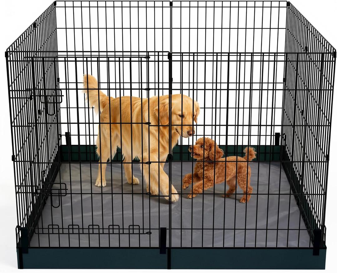 Foldable Dog Playpen,36in 8 Panels Metal Pet Exercise Fence with Bottom Pad