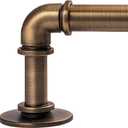 Industrial Curtain Rods 18 to 144 in,Blackout Curtain Rod,Adjustable Length,1 in Diameter Pipe,with Aluminium Finials (Antique Brass, 18 to 144)