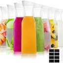YOUEON 8 Pack 50 Oz Plastic Water Carafe with Lid and Label, Clear Water Drink Containers, Juice Carafe Pitcher Bulk for Water, Juice, Iced Tea, Soda, Lemonade and Other Beverages