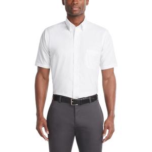 Van Heusen Mens Short Sleeve Dress Shirt Regular Fit Oxford Solid
