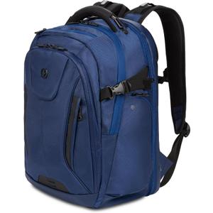 SwissGear Travel Tech Elite Laptop Backpack  Fits Laptops up to 16  ScanSmart TSA-Friendly Backpack with USB Port, Shoe Compartment & Organizer Pockets  Navy Ballistic