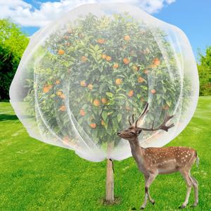 6x7 ft Fruits Tree Netting, Ultra-Fine Mesh Garden Insect Tree Cover with Drawstring Transparent Bird Plant Barrier Flower Fruits Mesh Screen for Preventing Deer Squirrel Bug