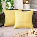 MIULEE Outdoor Waterproof Throw Pillow Covers Decorative Farmhouse Water Resistant Cushion Covers for Tent Patio Garden Couch Sofa Pack of 2, 12x12 Inch Yellow
