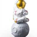 Astronaut Figurine Statue, Meditation Astronaut Figure Sculpture for Desktop & Tabletop, Resin Spaceman Planet Desk Ornament for Outer Space Themed Bedroom Decor, Cake Toppers Model Gift