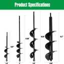 Auger Drill Bit for Planting 4 Pack, Garden Ground Earth Spiral 3/8" Hex Drive Drill, Easy Bulb Post Hole Digger Flowers, Metal Bedding Digging Plant Rapid Planter Tool