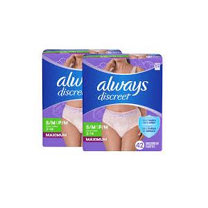 Always Discreet Incontinence Underwear for Women, Maximum, Small / Med, 42 Count