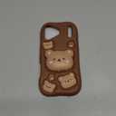Kawaii 3D Teddy Bear Phone Case for iPhone 17 Pro Max (with Retractable Phone Stand & Grip) Cute Girly Cartoon Soft Silicone Phone Cover for Girls, Kids, Teens, and Women, Brown