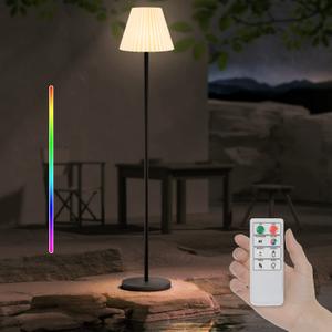 GGII Solar Outdoor Floor Lamp USB Rechargeable Cordless Dimmable RGB Warm White LED Lights for Yard Garden Patio