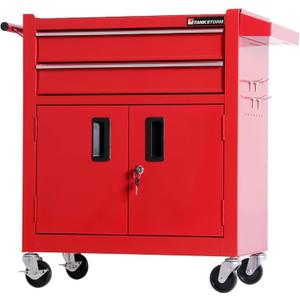 Tool Chest Heavy Duty Cart Steel Rolling Tool Box with Lockable Doors (TZ12 Red), 2-Drawer Red