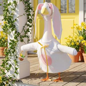 Easter Goose Outfit for Porch Goose, Bunny Porch Outfits Lawn Goose Clothing Costume for 23 Inch Outdoor Yard Garden (White)