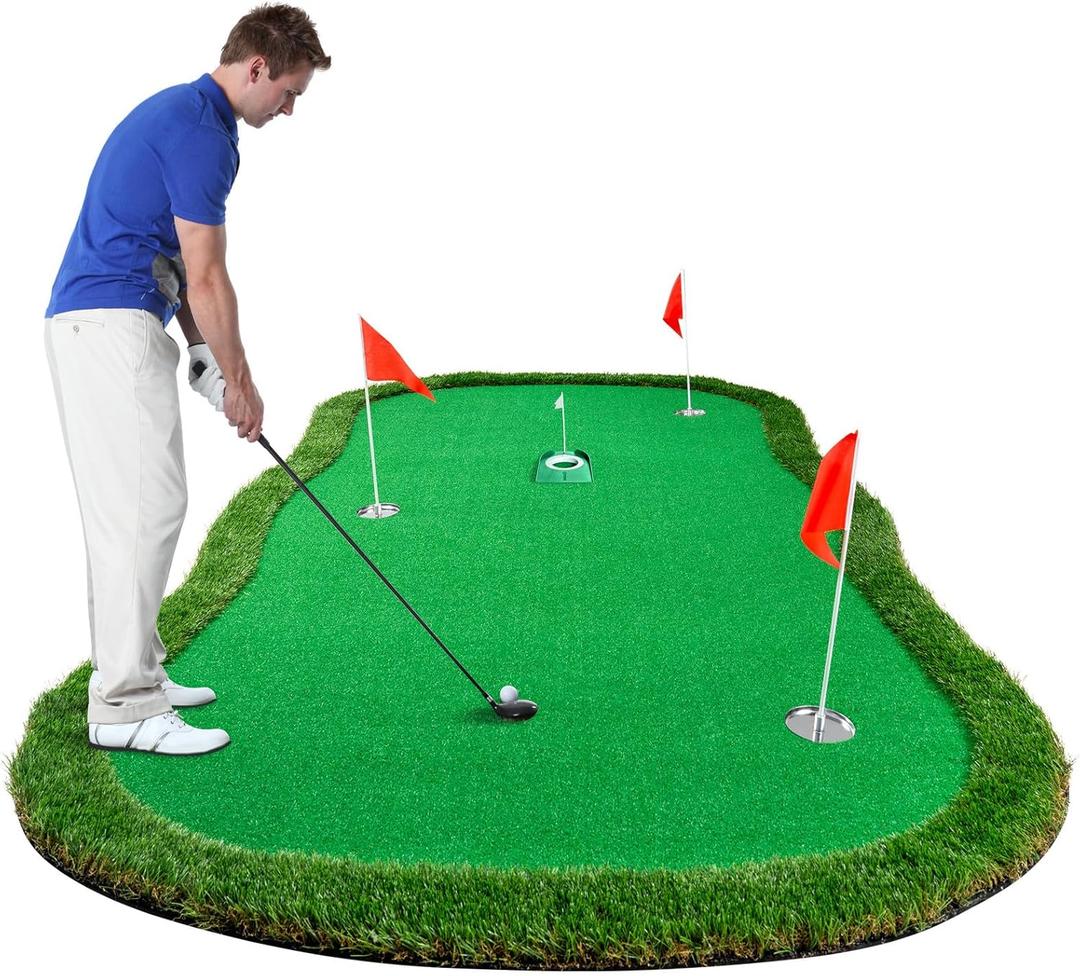 Wekin Golf Putting Green,5x10ft Thickening Professional Large Golf Putting Mat with Realistic Turf for Indoor & Outdoor, Golf Game Practice Equipment, 10 feet by 5 feet
