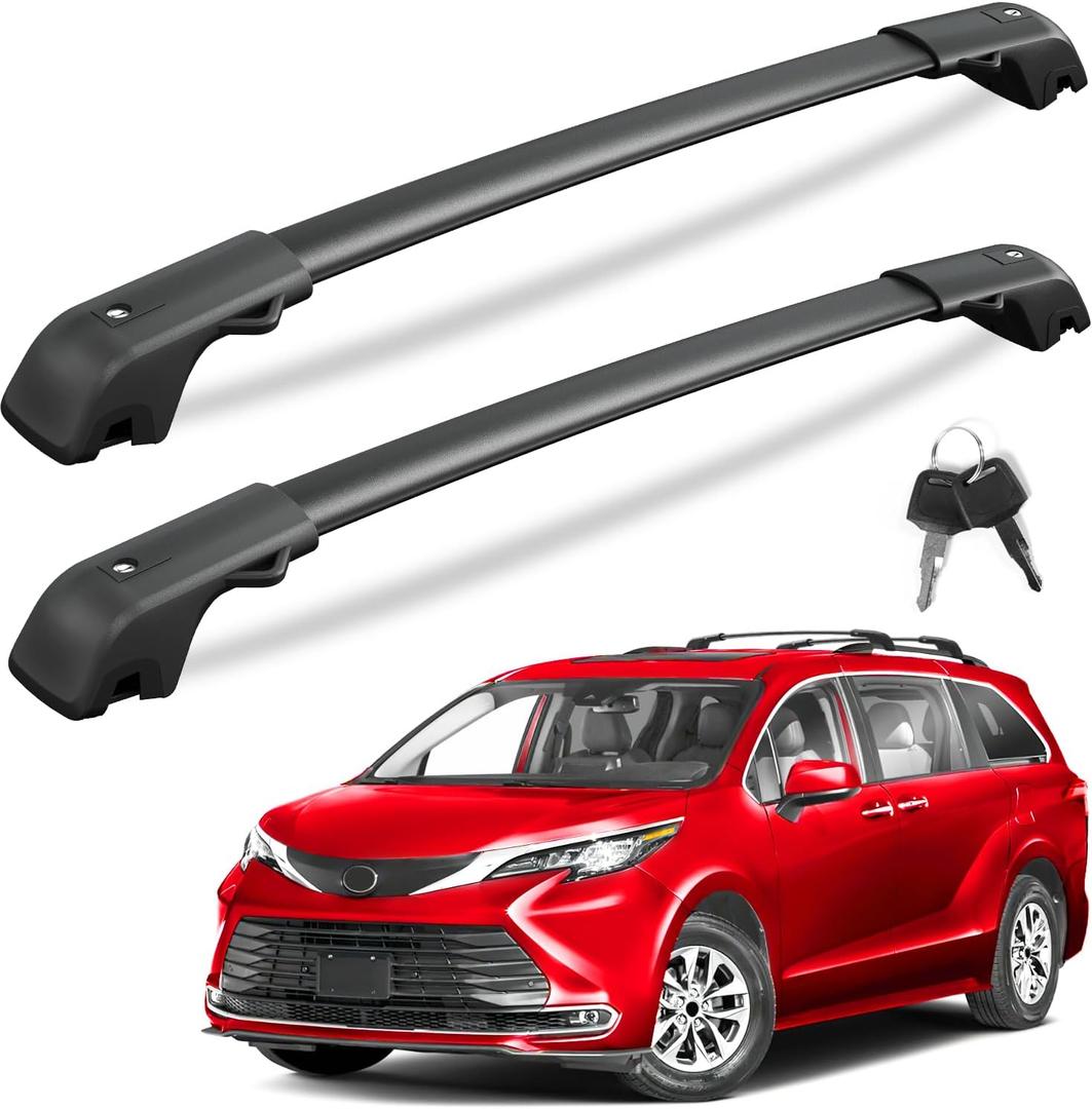 KINGGERI 300Lbs Lockable Roof Rack Cross Bars Compatible with Toyota Sienna 2021 2022 2023 2024 2025 2026, Anti-Theft Aluminum Roof Rails Crossbars Rooftop Cargo Basket Carrier Bag Luggage Rails