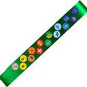 Girl Scout Sash Costume Set, Include 63 * 3.9 inches Blackish Green Sash and 15 Pcs self-Adhesive Medal Patches for Women Party Dress Up
