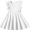 Toddler Dress Summer Baby Girls Sleeveless Ruffle Dresses for Girls Casual Birthday Party Beach Kids Sundress (18-24 Months, #1 White)