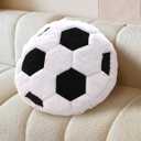Plush Soccer Pillow,Round Ball Throw Pillow,Football Shaped Decorative Throw Pillow for Kids Room,Sofa,Bed-Soft & Fluffy, 15.7 Inch (40 cm)