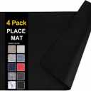 homing Faux Leather Heat Resistant Placemats 4 Packs, Waterproof Wipeable Dining PU Place Mats for Indoor & Outdoor, Easy to Clean, Black (11.8" x 17", Rectangular 4PCs)