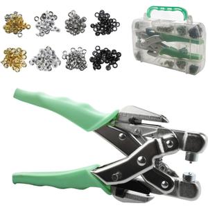 Generisch Eyelet Set, 160 Pieces Eyelet Pliers Metal Eyelets Tool Kit for 3mm and 5mm Eyelets with Punch Canvas Eyelets Installation Tools for Shoes Bags