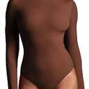 IUGA Long Sleeve Bodysuits for Women Crew Neck Body suit Women's Slimming Basic Tummy Control Bodysuit Tops, M