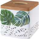 Avanti Linens - Tissue Box Cover, Resin Countertop Accessories, Stylish Home Decor (Viva Palm Collection)
