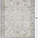 Boho Light Gray & Sage 6x8 Living Room Rug - Washable Large Area Rugs for Dining Under Table, Neutral Geometric Floral Bedroom Carpet, Modern Vintage Low Pile Stain Resistant