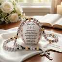 Kigeli 5 Pcs First Communion Gift for Boys Baseball with Rosary Baseball First Holy Communion Card Christian Religious Confirmation Baptisms Gifts for Teenage Sports Lovers Base Ball Team