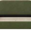 Modern Velvet Fabric Upholstered Platform Bed Frame with Curved Headboard Modern Stylish Design, No Box Spring Needed Comfortable Durable Bedroom Furniture Easy Assembly (Queen+Olive Green)