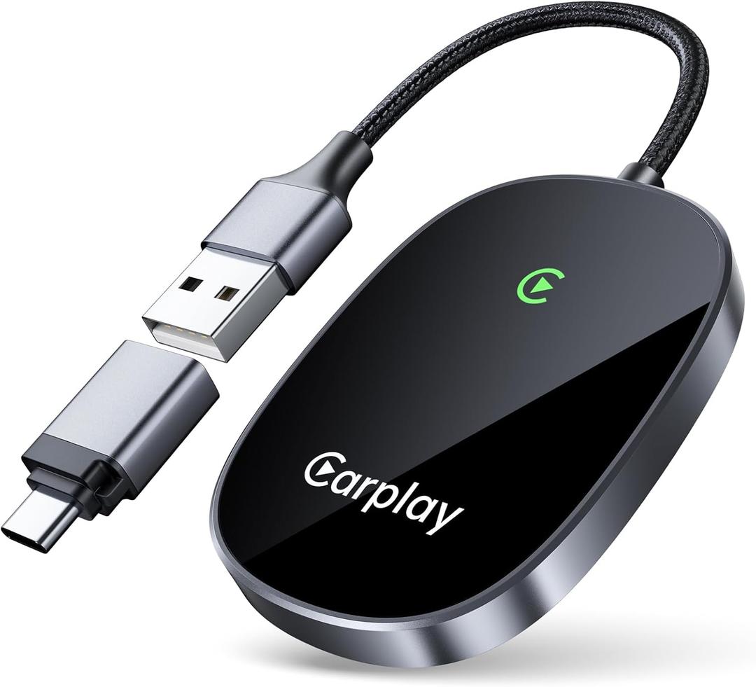 Wireless CarPlay Adapter 2025 Upgraded, Converts Factory Wired CarPlay to Wireless, Plug and Play Car Play Wireless Adapter, Compatible with iPhone Multi-User Seamless Connection (Black)