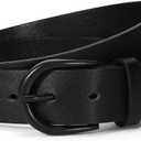 SANSTHS Women Leather Belt for Jeans Pants Dresses Black Ladies Waist Belt with Black Buckle (S: Fit Waist Size:28"-33")