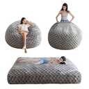 MAXYOYO Bean Bag Chair Bed for Adults, Convertible Beanbag Folds from Lazy Chair to Floor Mattress Bed, Large Floor Sofa Couch, Big Sofa Bed, High-Density Foam Filling, Machine Washable Cover