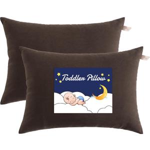 NTBAY Toddler Pillows, Down Alternative 13"x18" Pillows, Machine Washable - Soft and Breathable Travel Small Pillows for Sleeping, Ideal for Daycare, Crib, Cot, Dark Brown