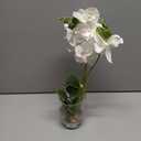 Jusdreen White Orchid Centerpiece in Glass Vase, 14.5 Inch Artificial Phalaenopsis with Potting for Home Office Decor, Table Centerpiece