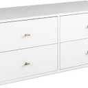 Prepac 4-Drawer Floating Dresser for Bedroom, Modern Dresser Chest of Drawers with Brushed Brass Knobs 16" D x 42.25" W x 17.25" H, White, WDBW-1412-1