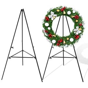 FULAIERGD 2 Pcs Christmas Metal Wreath Stand Holder - Detachable Wreath Holder for Cemetery, Wreath Easel for Wedding Flower Display Wreath Holder for Grave Gravestone Indoor, Outdoor Decorations