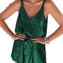 MIYIEONZ Women Sequin Sexy V Neck Shift Dress Sparkly Glitter Sleeveless Short Flowy Loose Party Night Out Club Dress (Medium, Green)