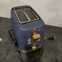 West Bend Timeless 2-Slice Toaster with 7 Browning Levels, Bagel/Waffle/Defrost Settings, High-Lift Lever, Anti-Jam, Easy-Clean Crumb Tray, 2-Slice, Blue/Gold