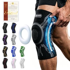 Kuangmi Knob Knee Brace for Pain Relief, Knee Support with Patella Gel Pad & Side Stabilizers, Compression Knee Sleeve for Workout, Arthritis, Joint Pain, Meniscus Tear (Black,Left,Large,Single) (Black, L)