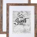Califortree Rustic Brown 11x14 Picture Frame - Display Photos 8x10 with Mat or 11x14 Without Mat - Real Glass Inside - Set of 2