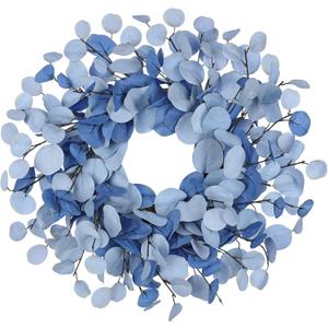 Fall Wreaths for Front Door 18 Inch Autumn Wreath for Indoors & Outdoors, Thanksgiving Blue Wreath for Mantel,Wall, Fake Eucalyptus Wreaths for Front Door, Autumn, Halloween, Harvest Decorations