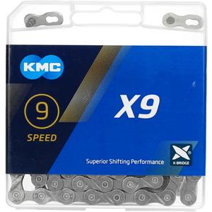 KMC X9SL Ti-N 9-Speed 9-Fach Kette, 114 Glieder, Roller Chain (Grey)