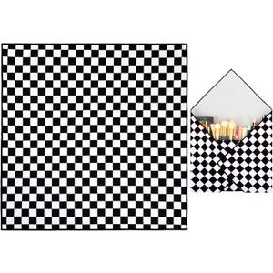Magic Cloth Makeup Bag, Magic Pocket Makeup Bag, Lazy Cosmetic Bag for Travel, 21.7 x 21.7 inches Open Lay Flat Organizer for Beauty Essentials(Checkered)
