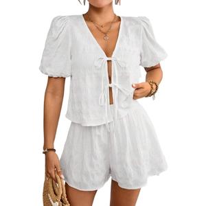 Glozeplus Women's 2 Piece Jumpsuit Floral Print Summer Half Sleeve Thin Coat Bodycon Short Pant Set Outfits