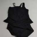 Two Piece Tankini Bathing Suit One Shoulder Swimsuit for Women Tummy Control Swimwear ,Size L