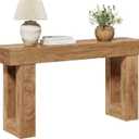 LITTLE TREE 63 Inches Long Console Table for Entryway, Sofa Table Behind Couch, Wooden Entry Table Foyer Hallway Table, Industrial Console Sofa Table for Living Room, Oak Color
