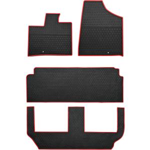 Car Floor Mats Custom Fit for Dodge Grand Caravan/Chrysler Town & Country (Stow'n Go Only) 2008-2018 3 Rows Odorless Washable Heavy Duty Rubber (All Weather) Floor Liners Set Red
