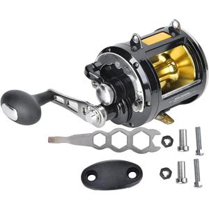 VBESTLIFE TR12000 All Metal Trolling Fishing Reel, High-Strength Bearings, Strong Body, Farther Throwing Distance, Carbon Fiber Brake Washer, Black, Ambidextrous, 55 Pounds Drag